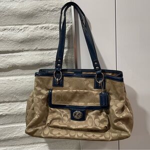 🚫🚫SOLD🚫🚫 Vintage 2000s y2k coach logo blue tan bag
